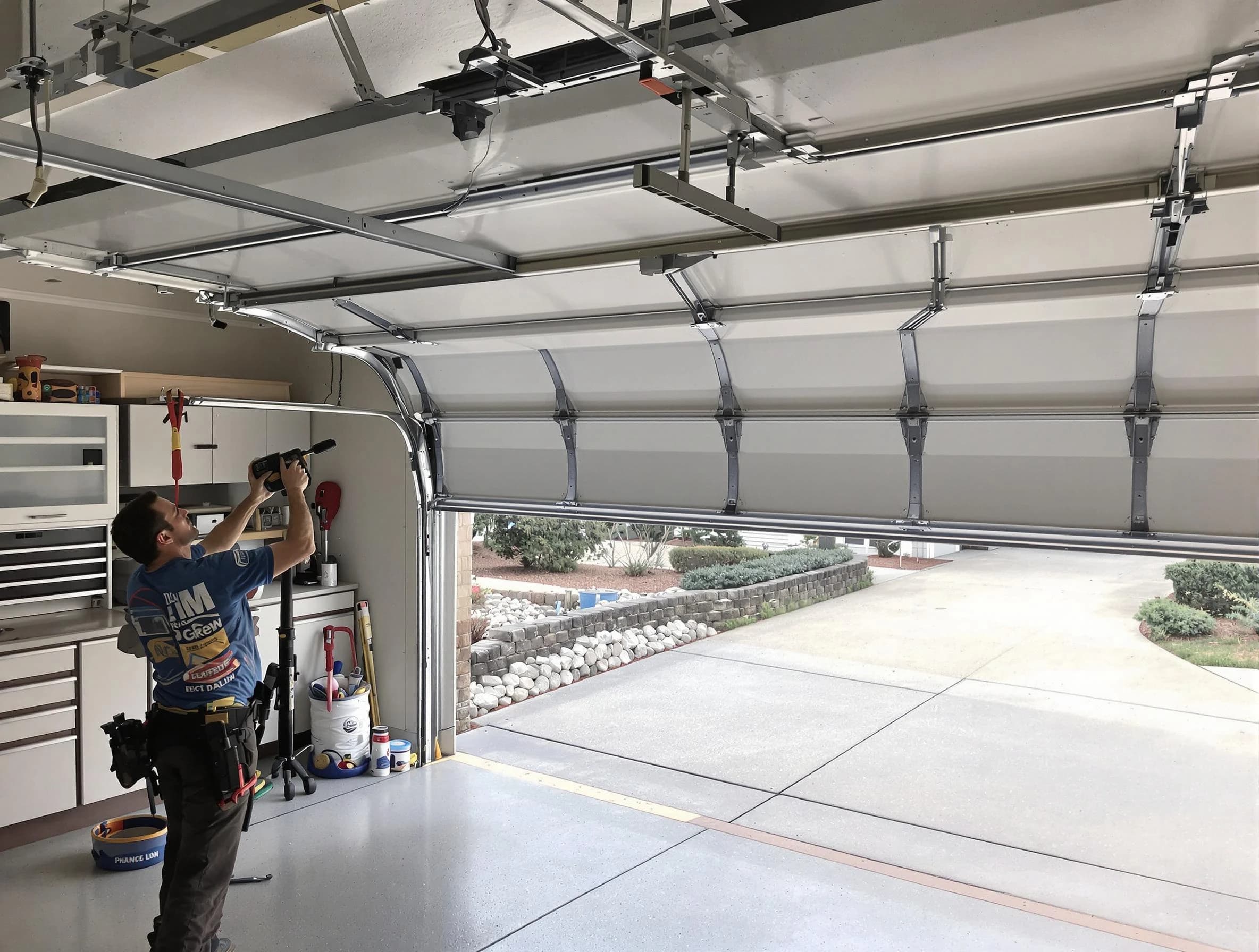 Garage door track repair service by Centerville Garage Door Repair in Centerville