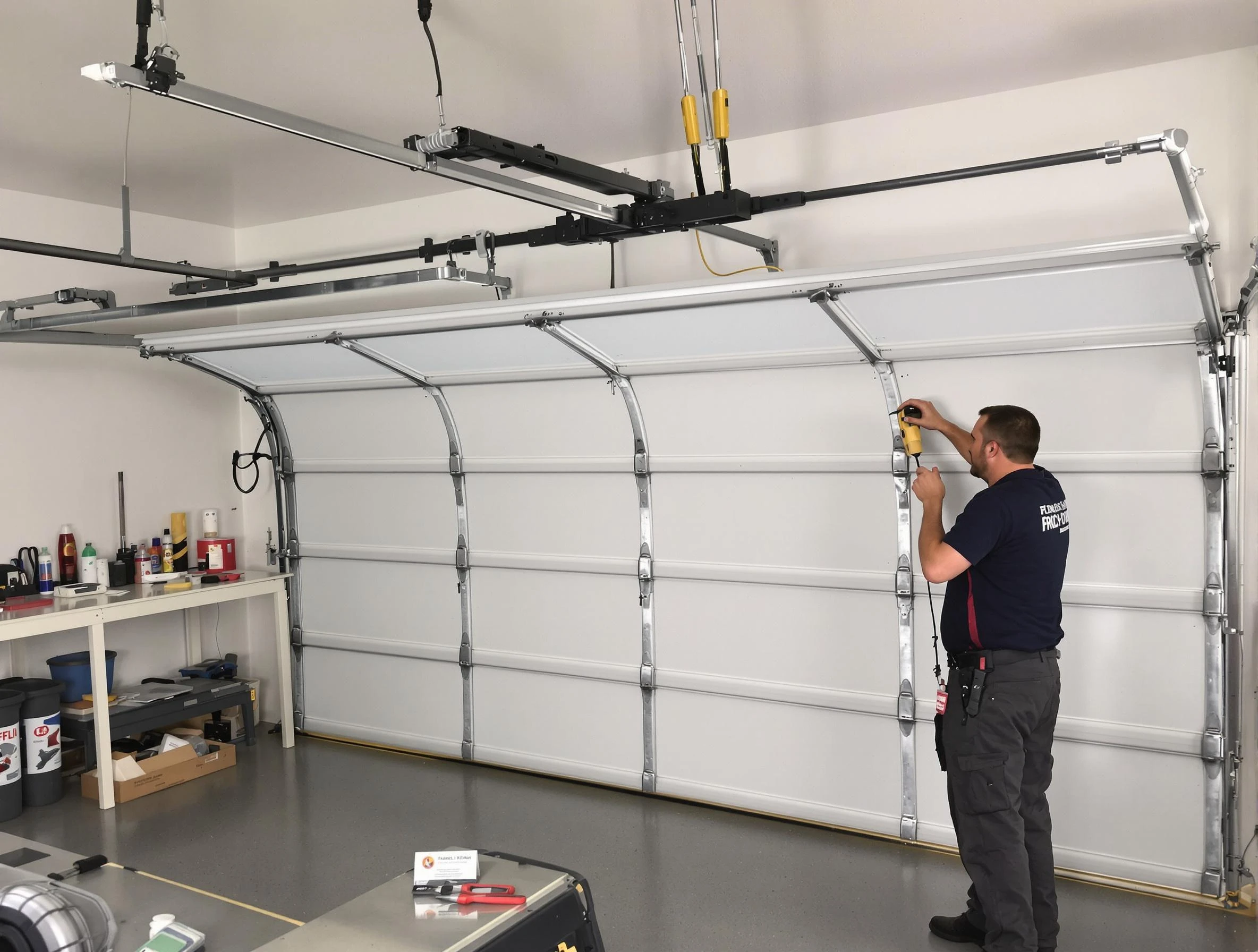 Centerville Garage Door Repair certified technician performing overhead door system repair in Centerville
