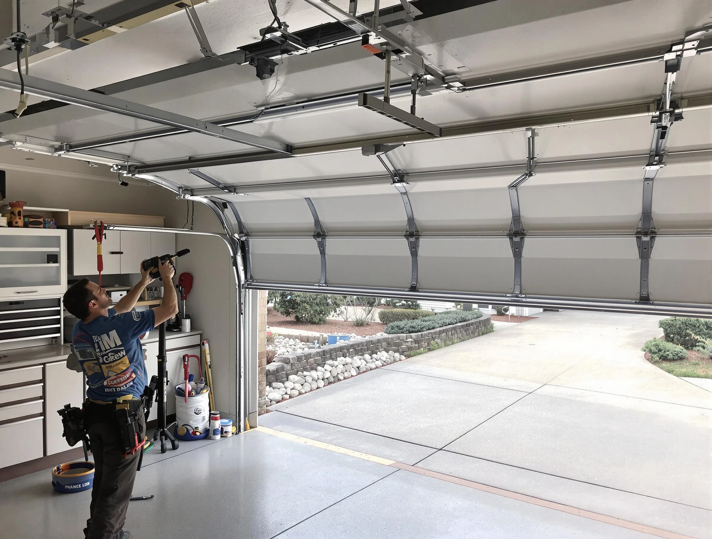 Garage door track repair service by Centerville Garage Door Repair in Centerville